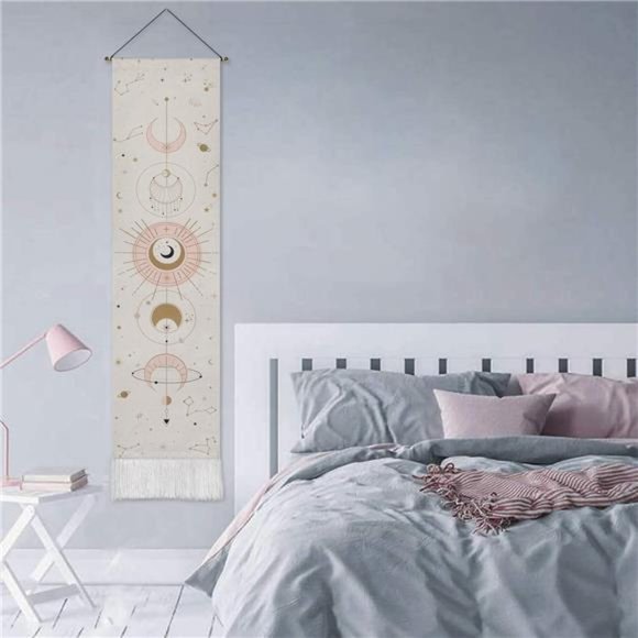 Moon Phase Tapestry Moon Tapestry Wall Hanging Art Bohemian Tapestries White - Picture 2 of 7